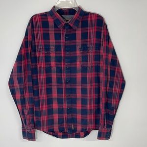 Wrangler Retro Western Plaid Pearl Snap Long Sleeve Shirt Size L